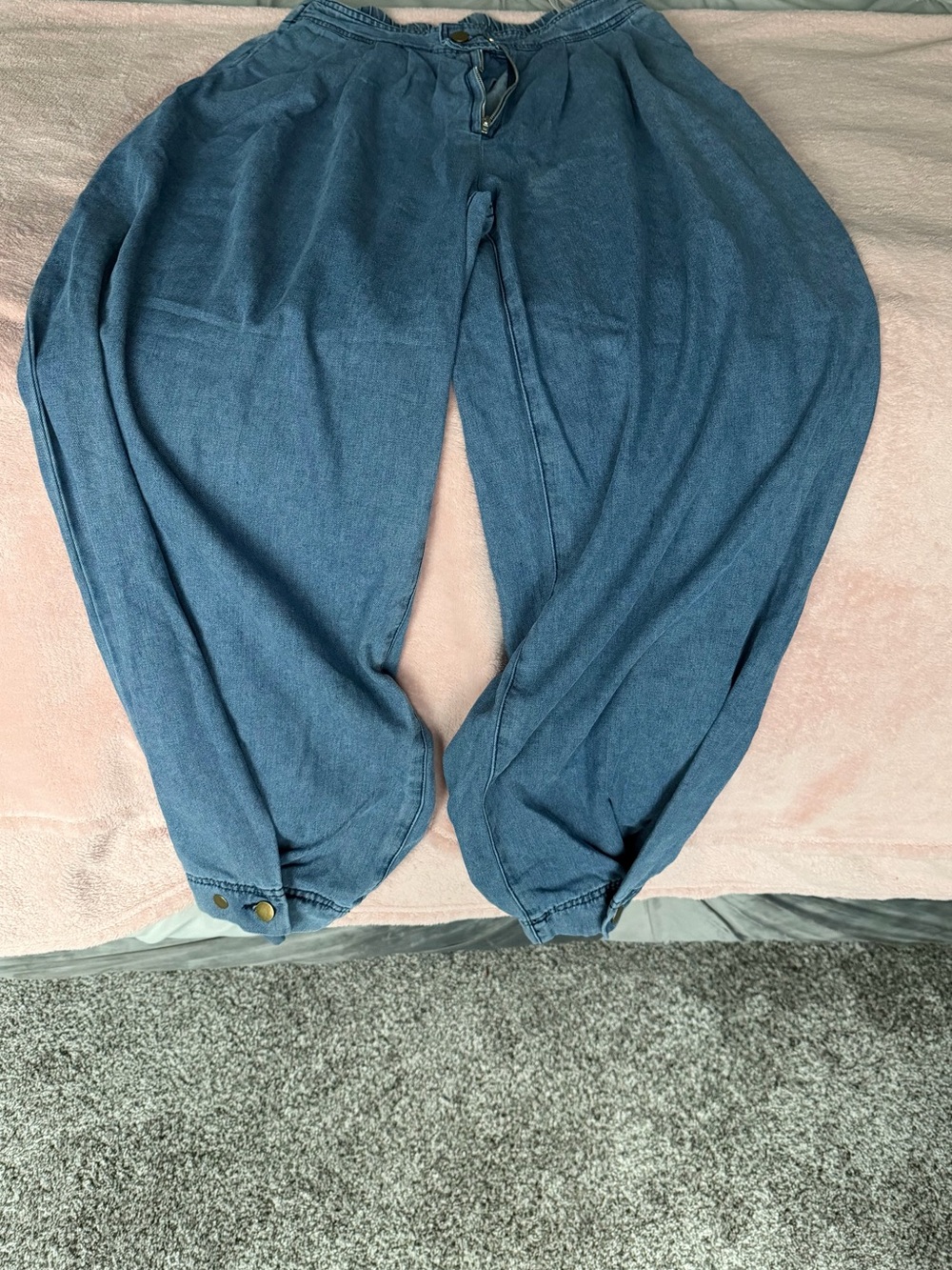 Kids Blue Harem Denim-Style Bottoms